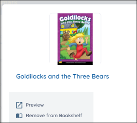 A resource with the preview and remove from bookshelf buttons under it