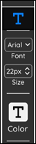 An image of the text, font, size, and font color toggles